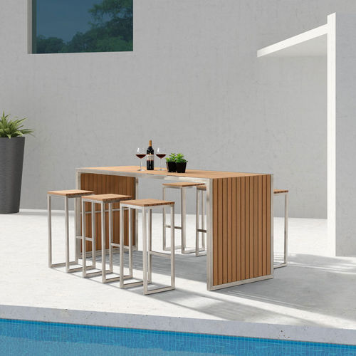 Современный высокий стол для еды стоя - H-W0039 - Howvin outdoor furtniture - WPC / с основанием из металла / с основанием из древесины