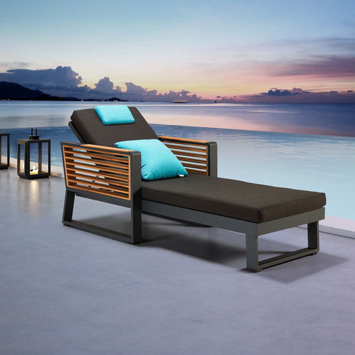 Современный садовый шезлонг - HY-30064L - Howvin outdoor furtniture - из ткани / из металла / WPC