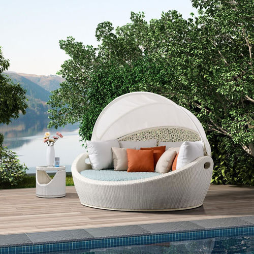 Современный полудиван - H-30046L - Howvin outdoor furtniture - из ткани / для сада / с балдахином
