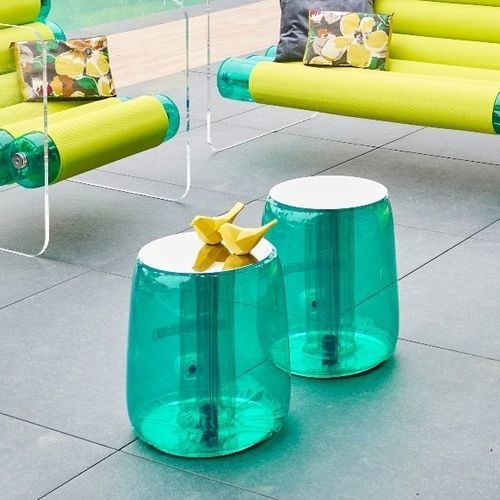 Современный вспомогательный столик - HELLY - MOJOW DESIGN - из полиуретана / с основанием из алюминия / с основанием из нержавеющей стали
