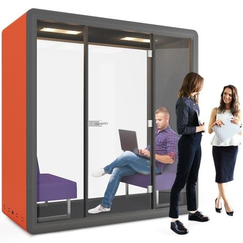 Акустическая рабочий стол POD - ACOUSTIC - Flekssit Office Furniture - из стекла / для открытого пространства