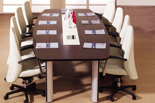 Современный стол для собраний - STP - Flekssit Office Furniture - из меламина / с основанием из металла / прямоугольный