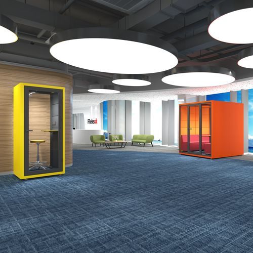 Рабочий стол POD со встроенным освещением - FDW 10 0960 - Flekssit Office Furniture - акустическая / для 1 человека / со встроенной электрической розеткой