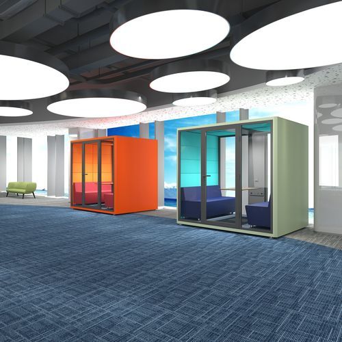 Рабочий стол POD со встроенным освещением - FDW 20 2160 - Flekssit Office Furniture - акустическая / с застекленной дверью / со встроенной электрической розеткой