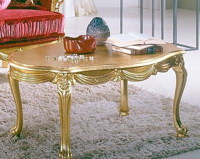 Классический журнальный столик - Casanova - DI MARCO INTERIOR SOFA - из позолоченного дерева с золотым листом / с основанием из дерева, позолоченного сусальным золотом / овальный