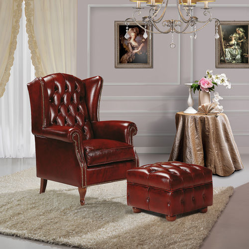 Классическое кресло - BERGER  - DI MARCO INTERIOR SOFA - из ткани / из кожи / из дерева