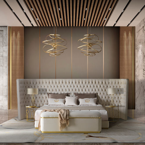 Двуспальная кровать - LUDOVICA - DI MARCO INTERIOR SOFA - классическая / обитая / с обитым изголовьем