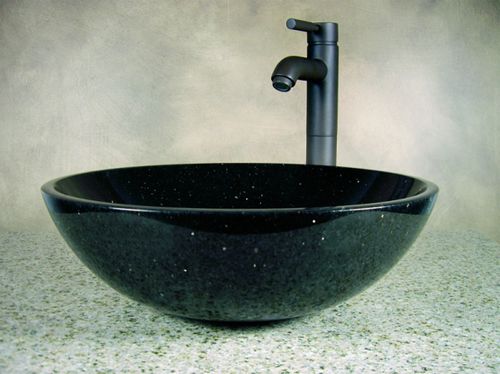 Раковина на столешнице - BLACK GALAXY GRANITE - INDIA STONE EXPORT - из композита / одиночная / круглая