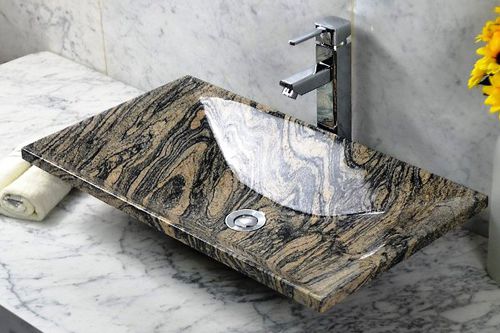 Раковина на столешнице - JUPRANA GRANITE  - INDIA STONE EXPORT - из композита / одиночная / прямоугольная
