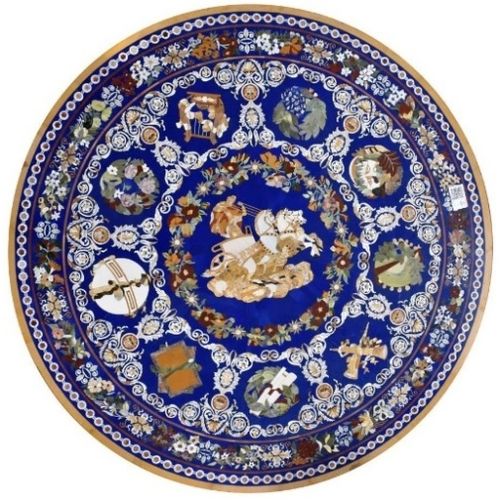 Современный стол - BLUE LAPIZ LAZULI - INDIA STONE EXPORT - из минерального камня / с основанием из металла / круглый
