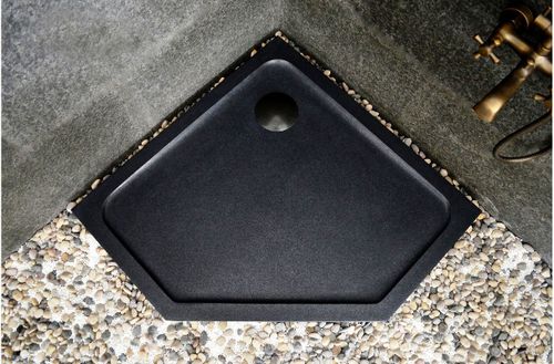 Угловой душевой поддон - Black Granite - INDIA STONE EXPORT - для облицовки кафелем / из керамики