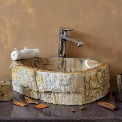Встраиваемая раковина - PETRIFIED WOOD  - INDIA STONE EXPORT - из композита / одиночная / круглая