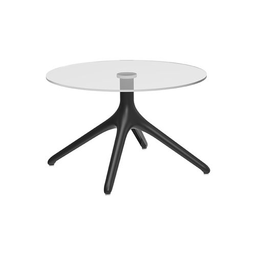 Современный вспомогательный столик - Uni Glass XL 50 - MOWEE - из стекла / с основанием из лакированного алюминия / круглый