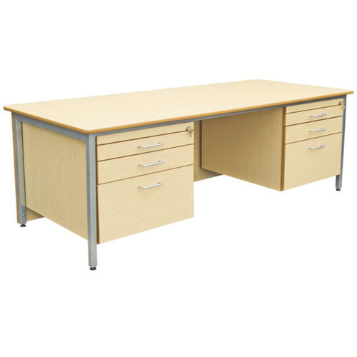 Рабочий стол для офисов открытого типа - DOUBLE PEDESTAL - ambic educational - стилизованный / из ламината / из стали