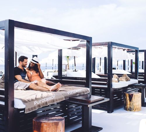 Тент из тикового дерева - PUROBEACH - Beach Concept - листовая крыша / деревянная конструкция / для профессионального использования