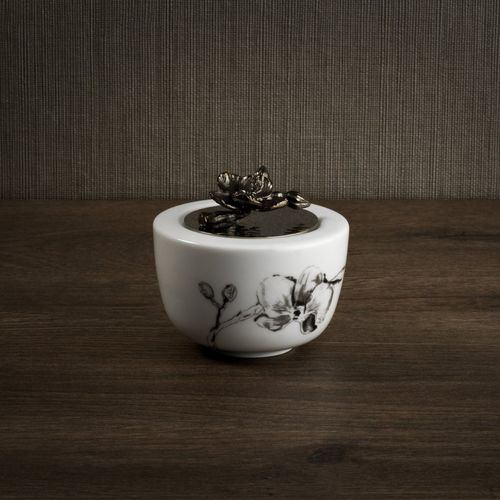 Сахарница из фарфора - BLACK ORCHID  - Michael Aram - из нержавеющей стали