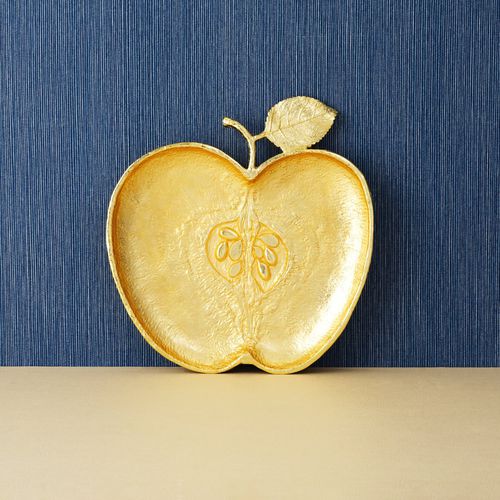 Плоский тарелка - APPLE - Michael Aram - из эмалированного металла / с рисунком / позолоченный