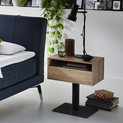 Современный ночной столик - NIGHTLIGHT - Kamjo Bedding OÜ - из дуба / с основанием из металла / прямоугольный