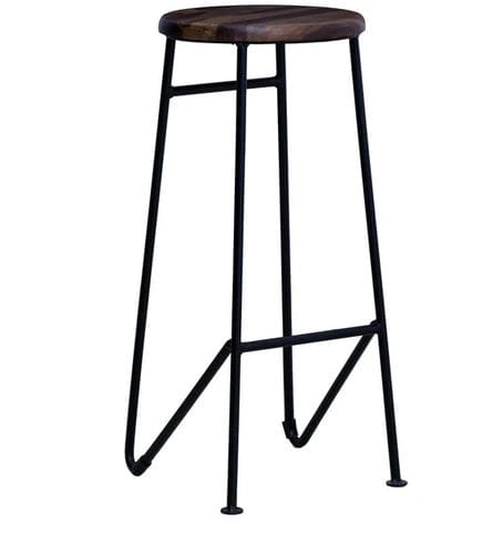 Современный барный табурет - ENKALE - Furniture BoutiQ - из цельной древесины / с основанием из железа / 4 ножки