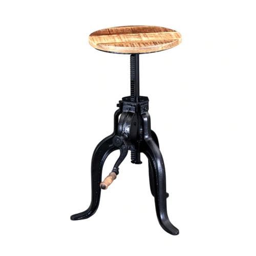 Классический барный табурет - INDUSTRIAL - Furniture BoutiQ - из цельной древесины / с основанием из железа / 3 ножки