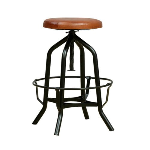 Барный табурет промышленный дизайн - MIRAY - Furniture BoutiQ - из кожи / с основанием из железа / 4 ножки