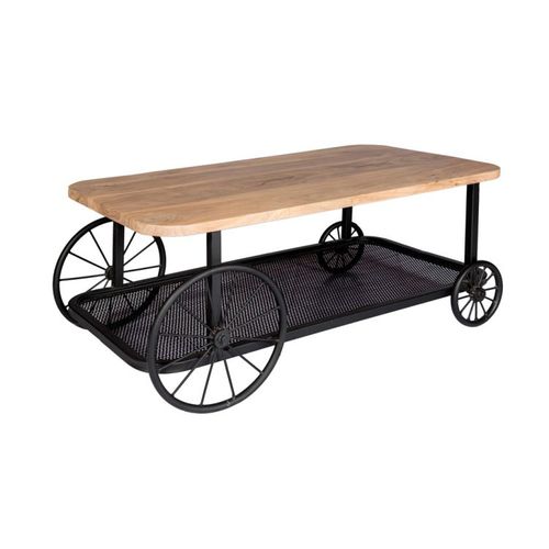 Журнальный столик промышленный дизайн - AREEY - Furniture BoutiQ - из дерева / с основанием из железа / прямоугольный