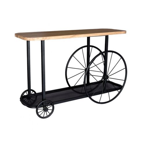 Стол-консоль промышленный дизайн - ADDLAR - Furniture BoutiQ - из цельной древесины / с основанием из металла / прямоугольный