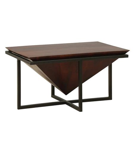 Журнальный столик промышленный дизайн - YOKONE - Furniture BoutiQ - из цельной древесины / с основанием из железа / прямоугольный