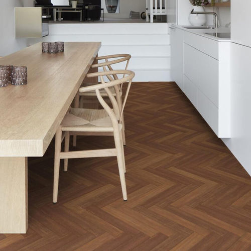 Слоистый пол из тикового дерева - BATON ROMPU TEAK BROWN - Décoplus Parquets - плавучий / имитация дерева / имитация паркета