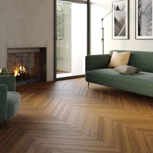 Паркет из паркетной доски - LINEA SMOKED - Décoplus Parquets - из дуба / «елочка» / промасленный