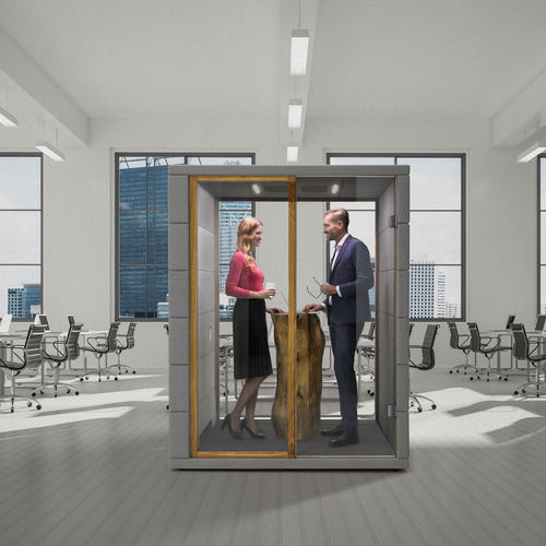 Акустическое пространство для концентрации внимания - MICROOFFICE CUBIQ - SilentLab - для 2 человек / с застекленной дверью / из стекла