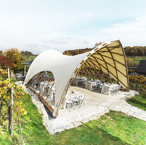 Тент из дерева - PAVILION - STROHBOID GmbH - деревянная конструкция / для общественных мест / для гостиницы