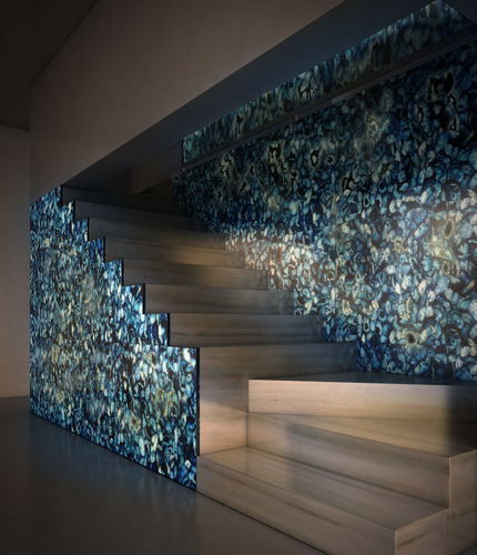 Покрытие для стен для внутреннего пространства - MUR EN AGATE BLEU SEMI-PR&Eacute;CIEUSE R&Eacute;TRO&Eacute;CLAIR&Eacute; - GIOVANNOZZI MARMI S.R.L. - из камня / текстурированное / для бытового использования