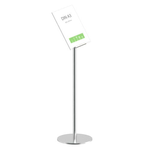 Информационное табло на высоких ножках - Q EZI UNI CLIP SIGN ANGLED - FEPRO - для интерьера / рекламное / из нержавеющей стали