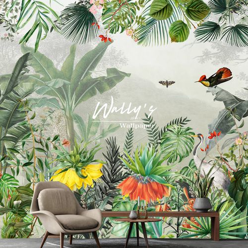 Современный обои - TROPICAL GARDEN - Wally's - природный мотив / серый / зеленый