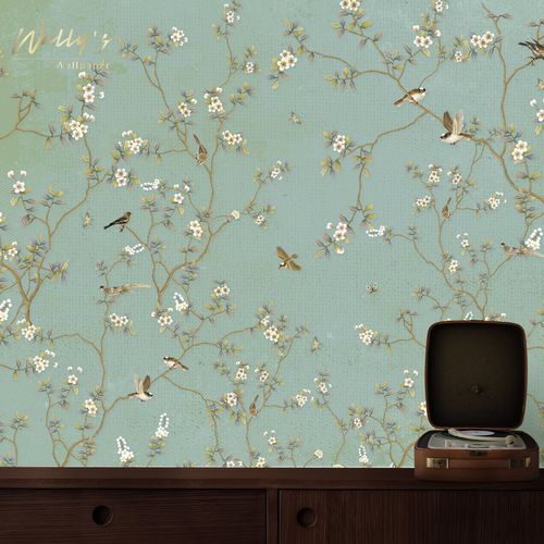 Современный обои - CHINOISERIE THEME  - Wally's - в цветочек / белый / зеленый