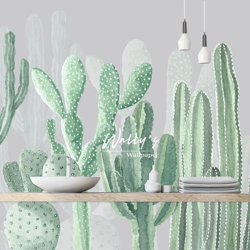 Современный обои - CACTUS - Wally's - природный мотив / серый / зеленый