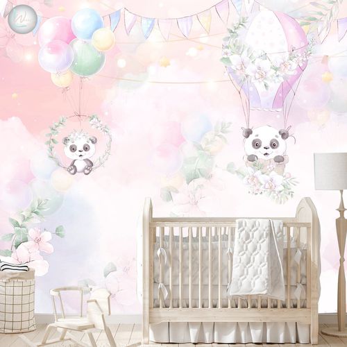 Современный обои - CUTE PANDA - Wally's - с детскими рисунками / голубой / цветной