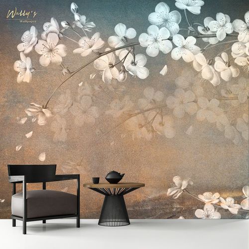 Современный обои - GRINGE BLOSSOM  - Wally's - с китайскими мотивами / серый / белый