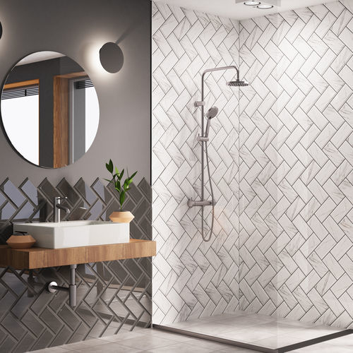 Плитка из керамики - CARRARA BEVELLED  - CERAGNI | WALL CERAMIC TILES - глянцевая / для интерьера / для ванной комнаты