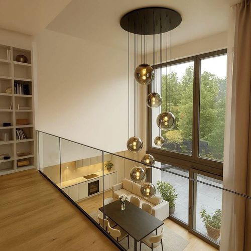 Подвесная лампа - Orb XL Galerieleuchte 8-flammig mit Modular Baldachin: 156736 - s.luce - из стекла / современная / проводная