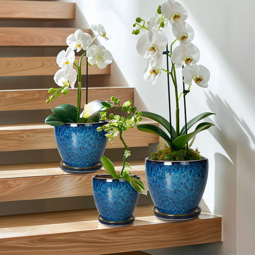 Садовый горшок из глазированной керамики - AN1513193 series - Guangzhou Ancooly Gardening LTD - отдельностоящий / круглый / для бытового использования
