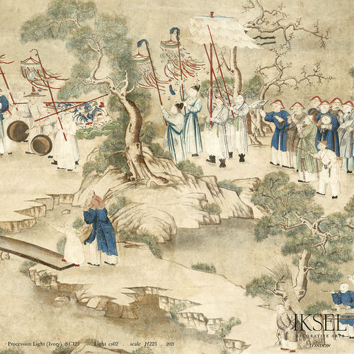 Современный обои - SC125 Procession Light-Ivory - Iksel Decorative Arts - панорамный / c геометрическим рисунком / городской мотив