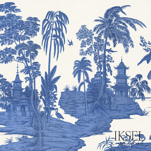 Обои с китайскими мотивами - SC134 Exotic Chinoiserie Blue & White - Iksel Decorative Arts - современный / виниловый / природный мотив