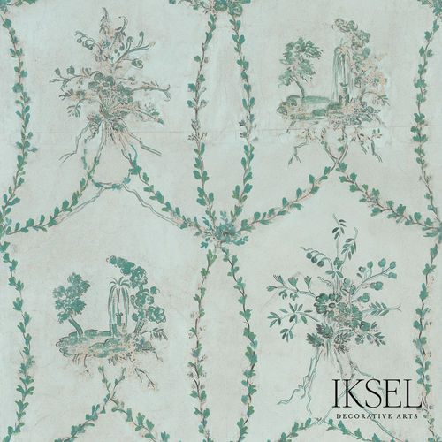 Современный обои - RW412 Dominos Louis XVI - Iksel Decorative Arts - из стекловолокна / виниловый / в цветочек