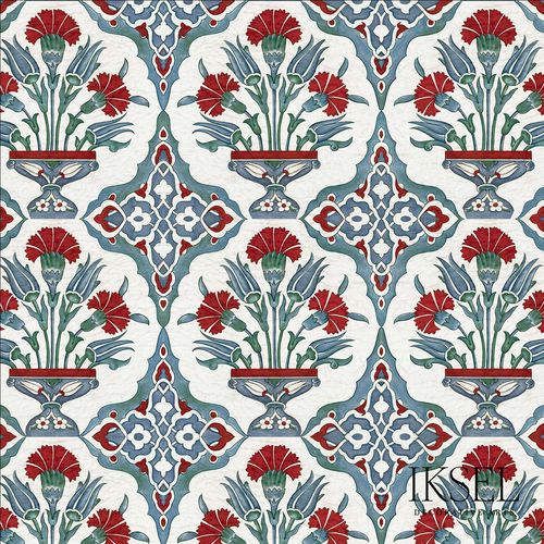 Классический обои - RW108 IZNIK CARNATION BOUQUET - Iksel Decorative Arts - из стекловолокна / виниловый / c геометрическим рисунком
