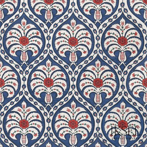 Современный обои - IZNIK CARNATION DAMASK RW112 - Iksel Decorative Arts - из стекловолокна / виниловый / c геометрическим рисунком