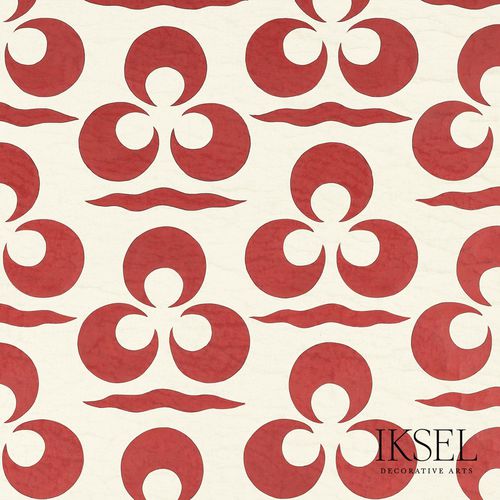 Современный обои - IZNIK CHINTAMANI AND CRESCENT CR43 ALMOND RED RW111 - Iksel Decorative Arts - из стекловолокна / виниловый / рисунок с волнами