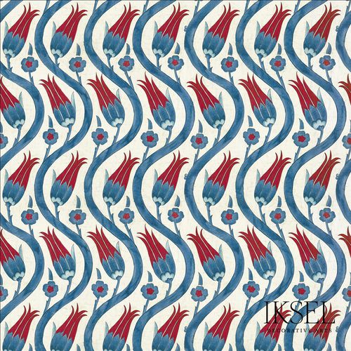 Современный обои - IZNIK LALE RW109 - Iksel Decorative Arts - из стекловолокна / виниловый / c геометрическим рисунком