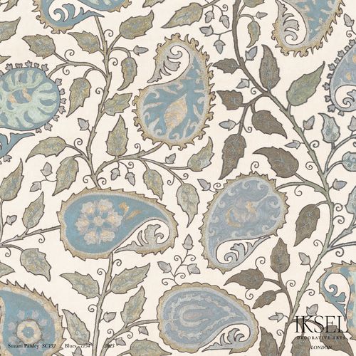 Современный обои - SC152 Suzani Paisley Blues - Iksel Decorative Arts - из стекловолокна / виниловый / c геометрическим рисунком